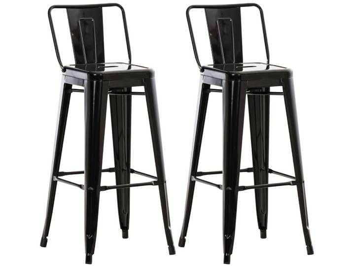 TPFLiving 2er Set Barhocker Massimo Metall - Schwarz