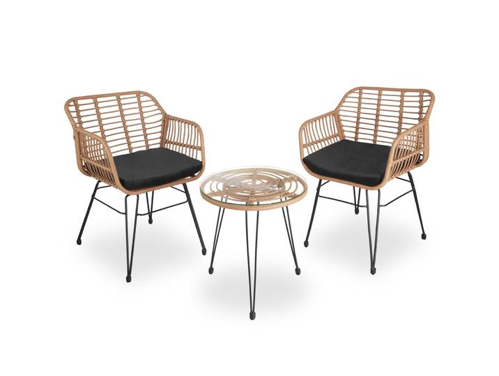 Rattan-Sitzgruppe Molfetta 2+1 - natur