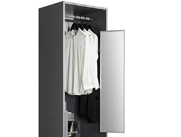 SOTECH Schrankspiegel anthrazit 1155 x 305 mm ausziehbar schwenkbar 180° Teleskopspiegel Kleiderschrank-Spiegel
