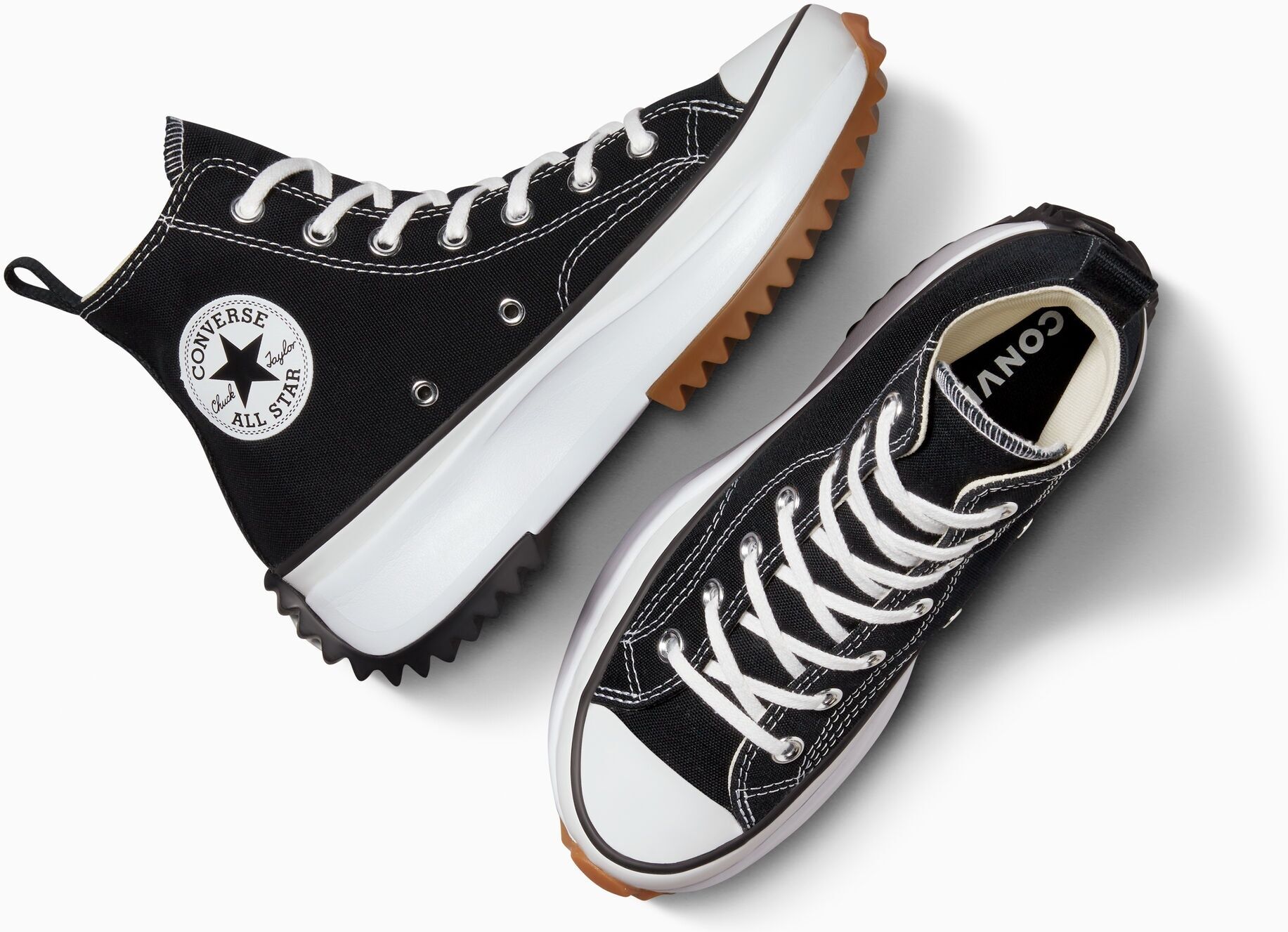 Sneaker CONVERSE "RUN STAR HIKE CANVAS PLATFORM", Damen, Gr. 40, schwarz-weiß (schwarz, weiß, gum), Textil, Schuhe Sneaker