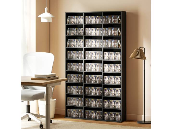 HOMCOM Meuble CD 21 Étagères 835 CD 100x24x175cm Noir