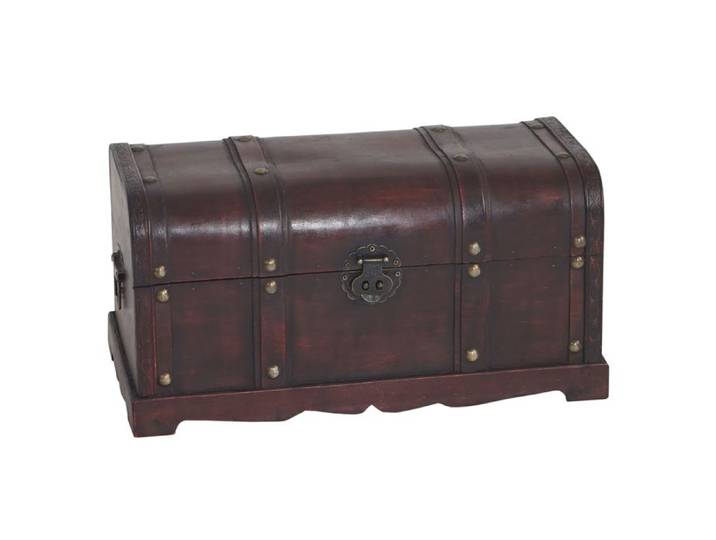 MCW Coffre bois de décoration Valence aspect antiquité 30x57x29cm rond