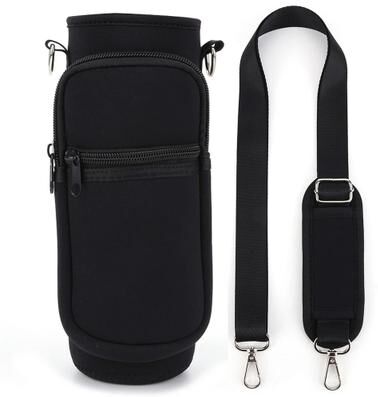 Uplifted Finds 1000ML Neoprene Water Bottle Holder Sleeve Carrier With Adjustable Shoulder Strap black