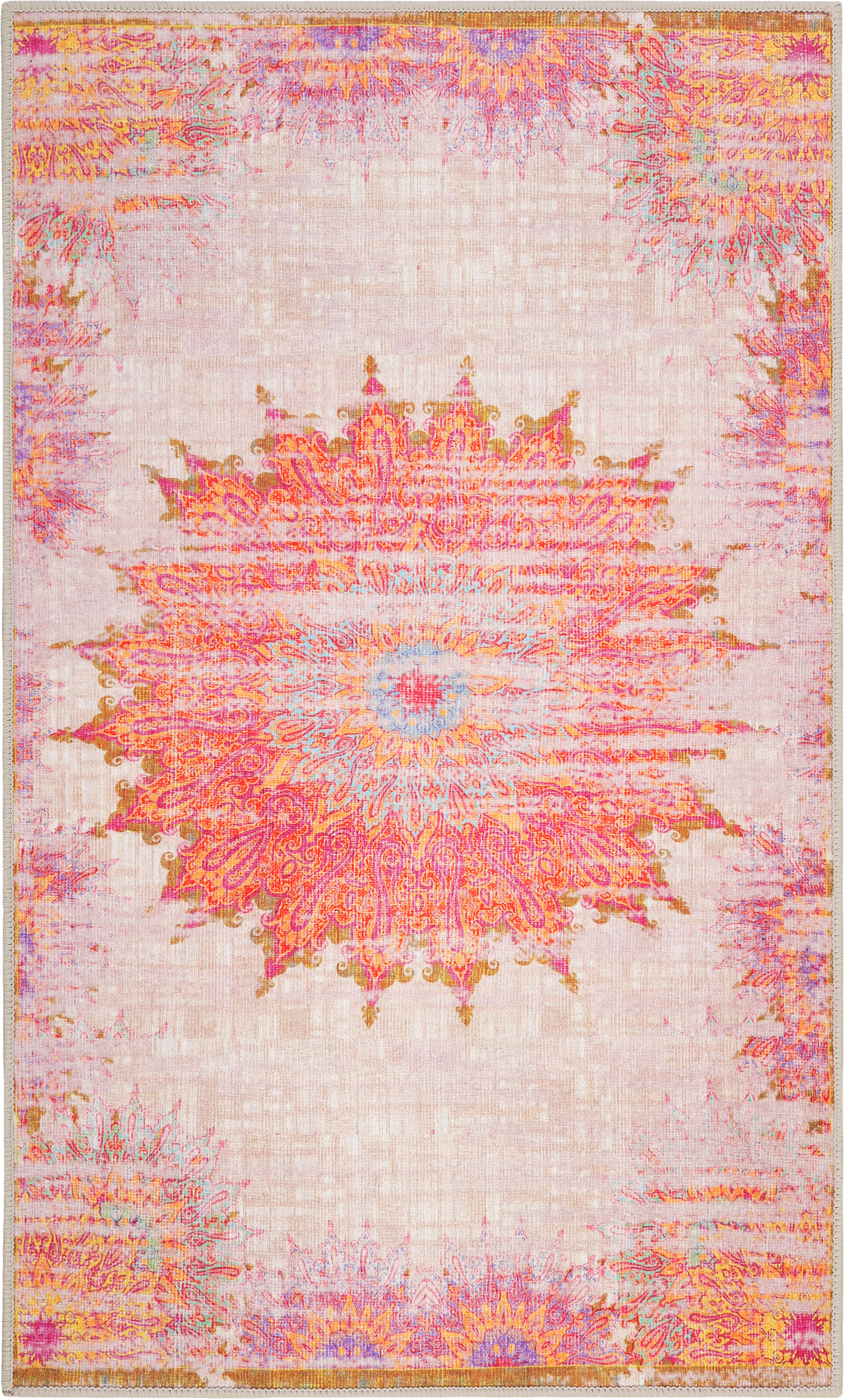Badematte WECON HOME "Sleepwalker", bunt, H:6mm, Polyester, Badematten, Badematte, Vintage Orient Stil, Badezimmerteppich, waschbar bunt rechteckig (80cm x 150cm )