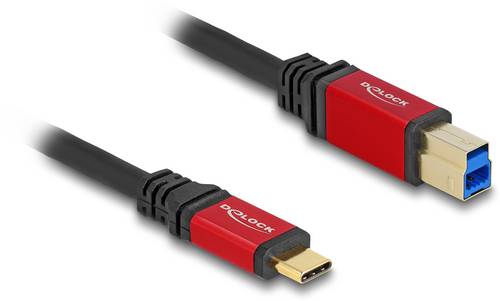 Delock USB-C Kabel USB-C Stecker, USB-B Stecker 2.00m Schwarz, Rot 80613