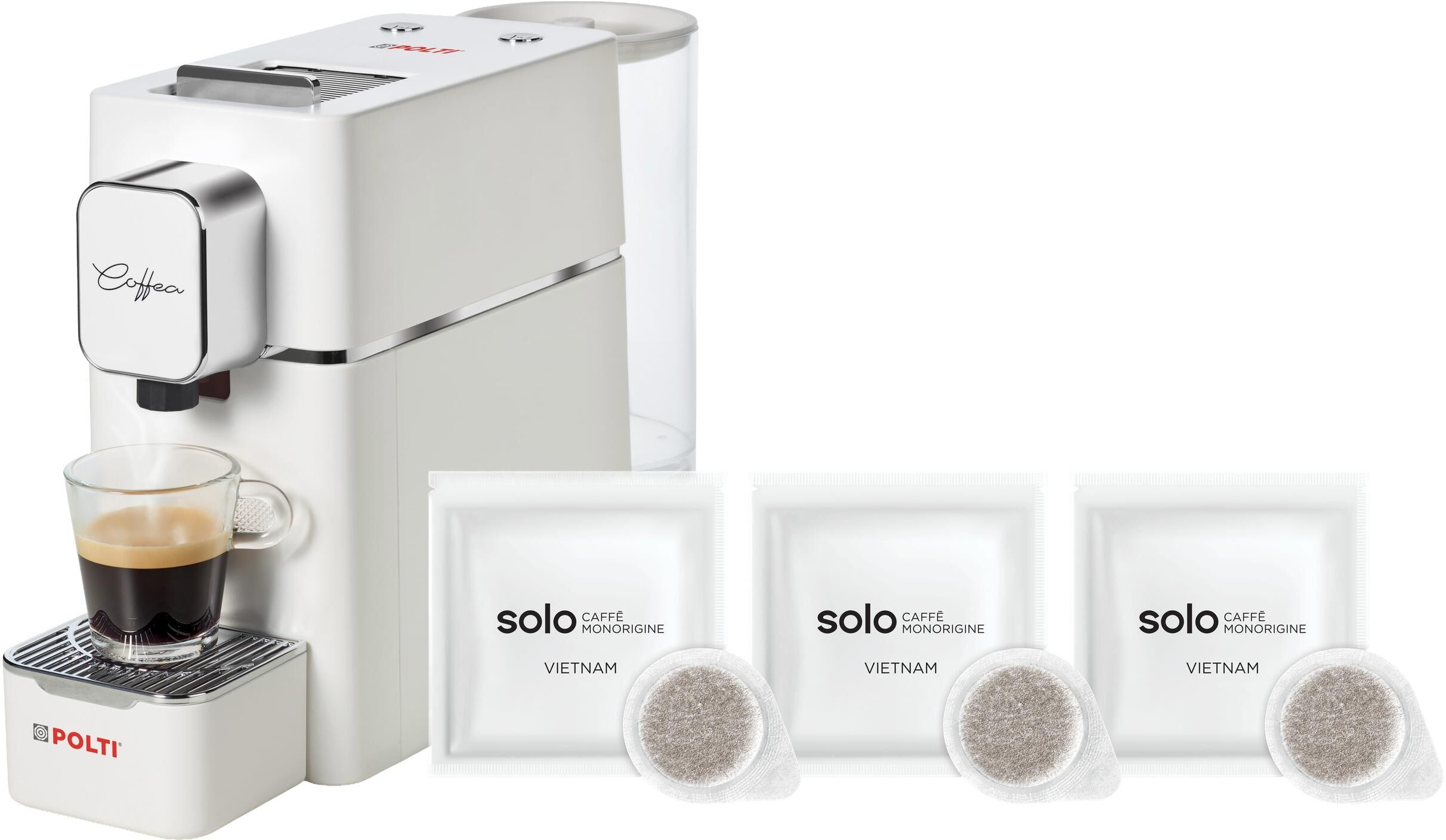 Polti Espressomaschine "Coffea S15W, Set", Energieeffizienz: A, weiss (silber, weiß), Kaffeemaschinen, Espressomaschine silber, weiß Einheitsgröße