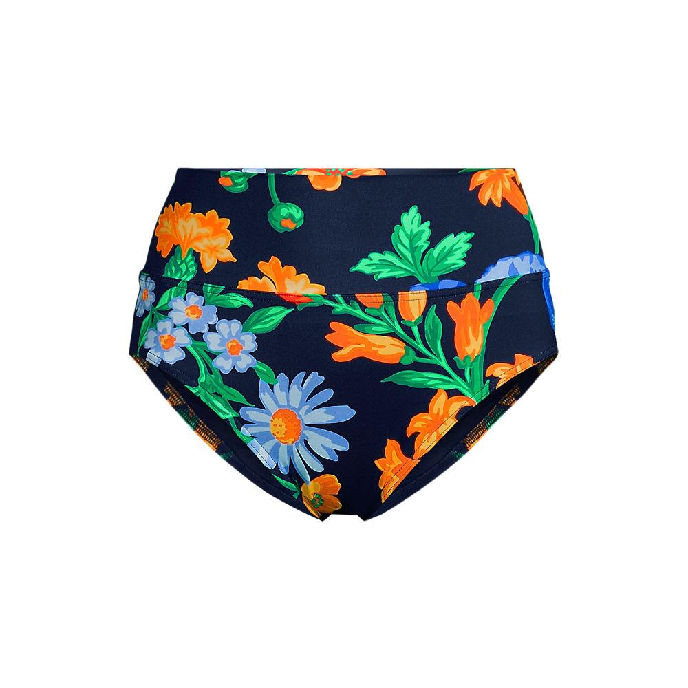 Bikinihose zum Umschlagen, High Waist, für Damen, Damen, size: regular, Blau, Nylon-Mischung, by Lands' End