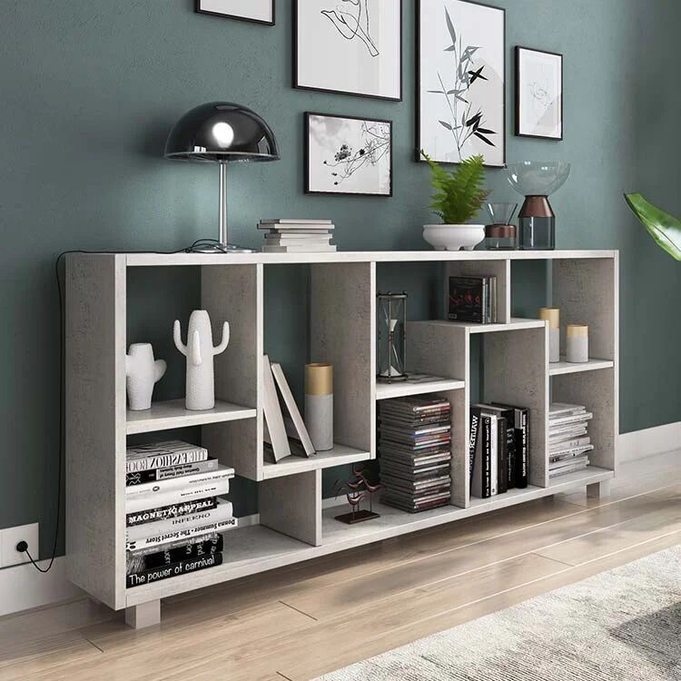 garneroarredamenti Libreria verticale 69x161h cm reversibile moderna cemento Eliza