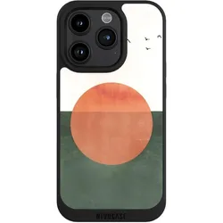 Nivocase Handyhülle für Apple iPhone 15 Pro Hülle NIVOpure Case Schwarz Sonnenschein Sonnenuntergang Vogel (Apple iPhone 15 Pro), Smartphone Hülle, Schwarz