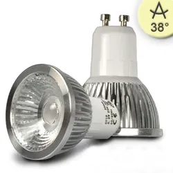 ISOLED LED Strahler COB, GU10, 5.5W 2700K 330lm 964cd 38°, dimmbar, Aluminium gebürstet / klar ISO-111542