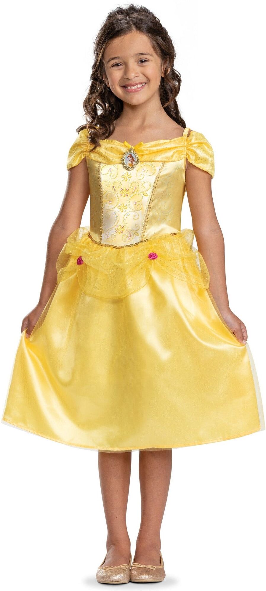 Disney Princess Belle Classic Costume Dress for 7-8 Years, Officially Licensed, Yellow, Jakks Disguise
