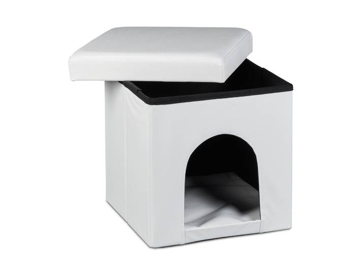 Hundebox Sitzhocker Weiss