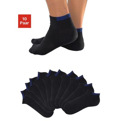 Sneakersocken H.I.S "Sneaker Socken Herren Damen, Kurzschaft Socken", Herren, Gr. 47-48, schwarz, Baumwolle, Elasthan, Polyamid, unifarben, elastisch, Socken Sneakersocken, mit verstärkten Belastungszonen, Topseller