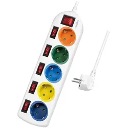 LogiLink LPS258 Verlängerungskabel 1,5 m 5 AC-Ausgänge Drinnen Weiß