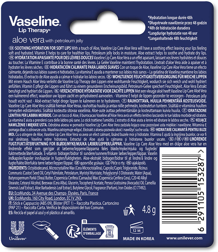 Vaseline baume à lèvres stick aloe vera 4,8 gr