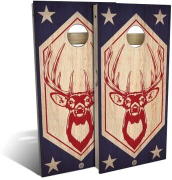 Skip's Garage Red White Buck Outdoor Cornhole Board Set