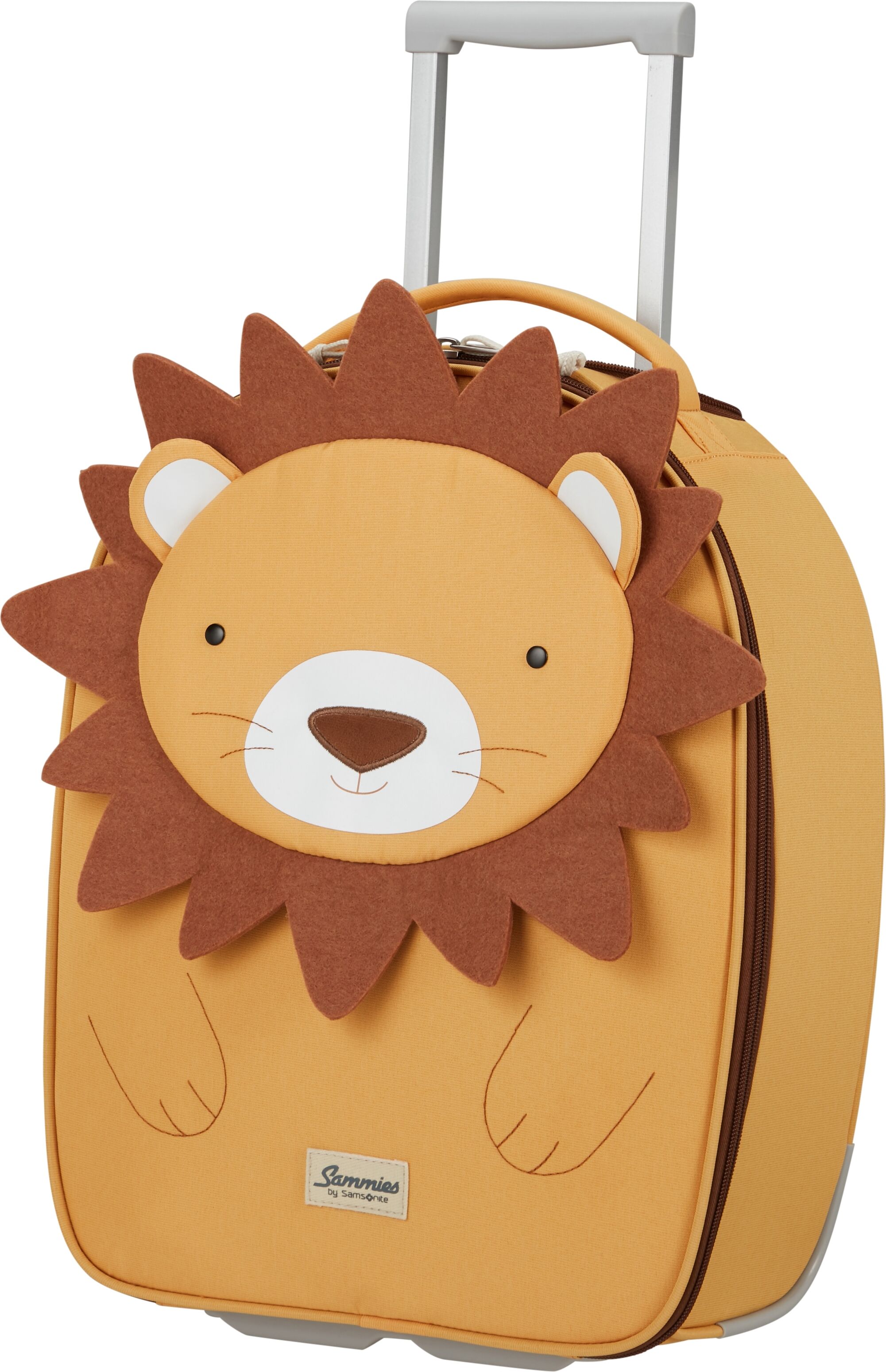 Kinderkoffer SAMSONITE "Happy Sammies, Lion Lester", Damen, Gr. B/H/T: 41,5cm x 45cm x 19cm 22,5 l, gelb (lion lester), Polyester, festlich, Koffer Kinderkoffer, für Kinder, arretierbares und versenkbares Druckknopf-Trolleysystem
