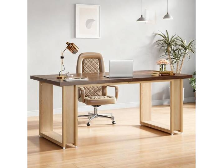 Bureau en bois de 160 cm pour bureau à domicile bureau simple en bois grand bureau d'ordinateur table d'écriture rustique marron