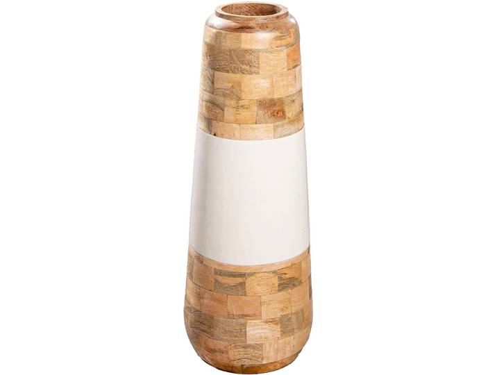 Bodenvase GILDE Vase Naturelle naturfarben-weiß , weiß (naturfarben, weiß), B:22cm H:59cm T:22cm Ø:22cm, Massivholz, Vasen, Bodenvase
