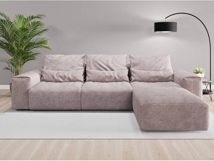 Ecksofa Denver Nr. 1 rechts - Rosa (Altrosa) - Cordstoff