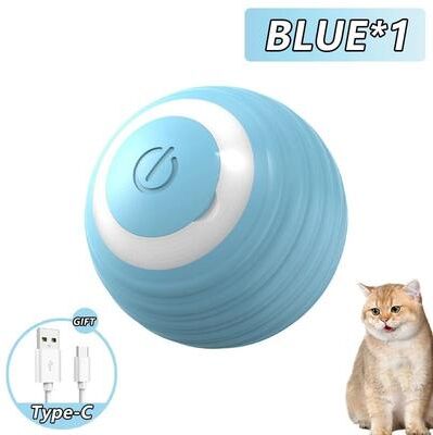 Uplifted Finds Cat Interactive Automatic Rolling Ball Toy blue