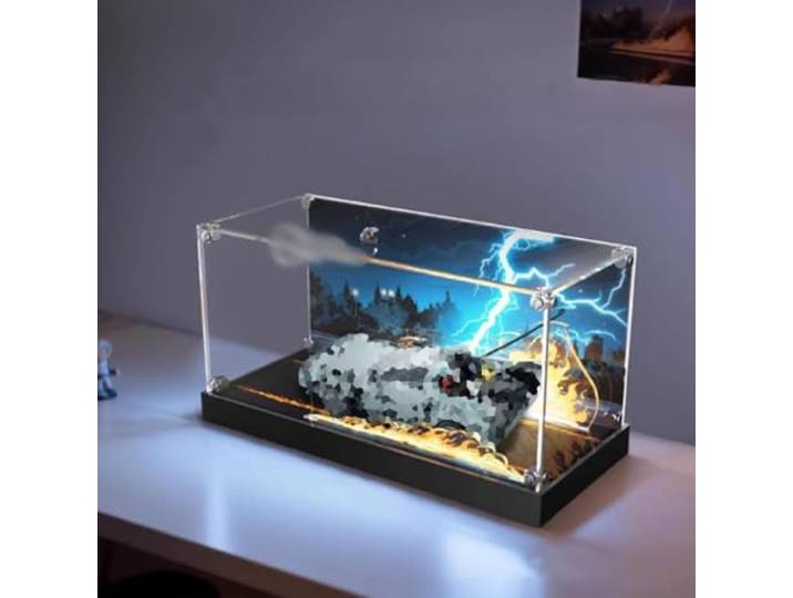 Acryl-Vitrine für Le-go 77256 Back to the Future Time Machine Rennwagen-Modell, staubdichte Displaybox (nur Displaybox)