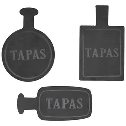3er Set Tapas Schieferbretter Schriftzug 3 Formen Servierplatten Antipasti Käse
