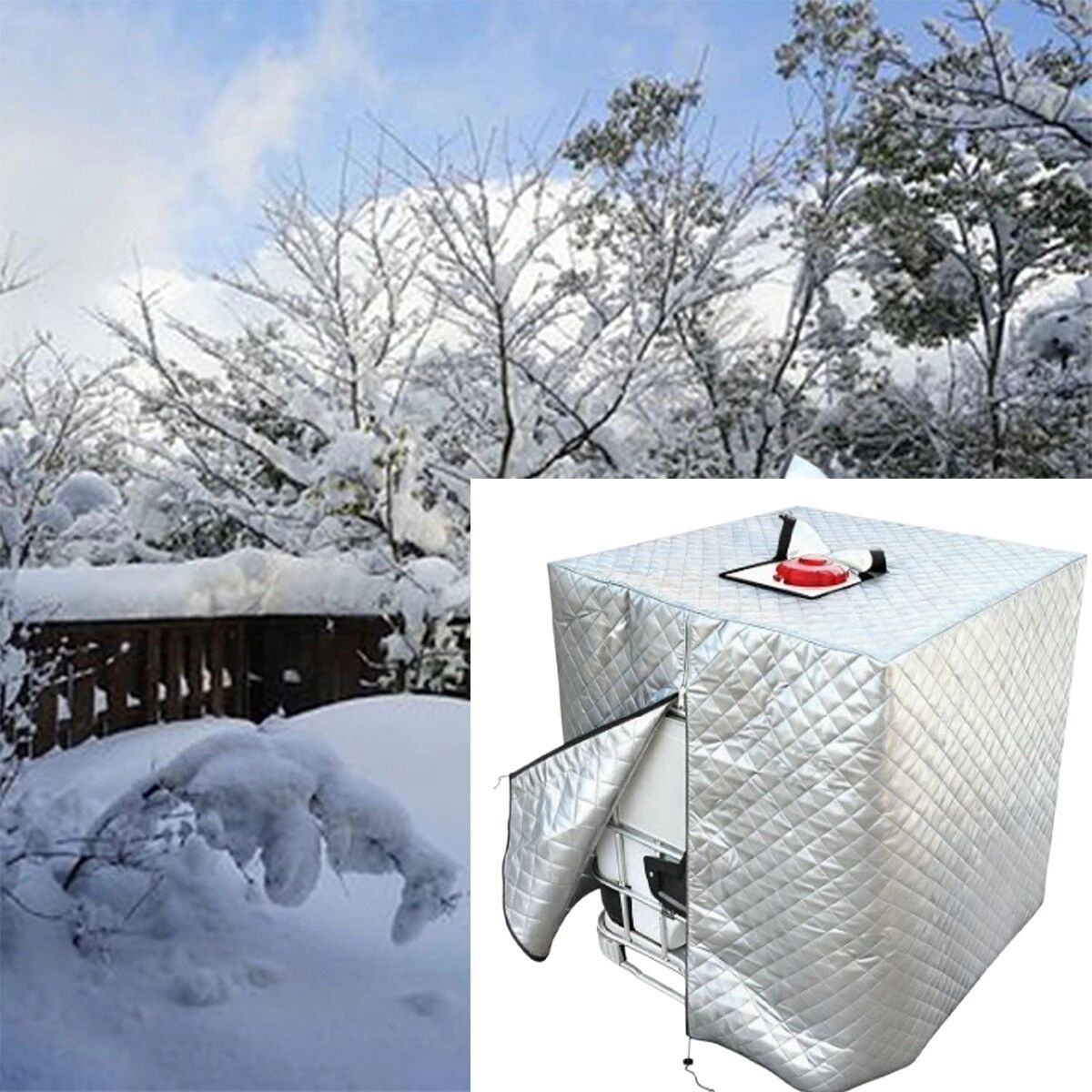 INF 1000L IBC-Abdeckung aus Verbundbaumwolle und 210D-Oxford-Gewebe für Kälteschutz im Winter Silber