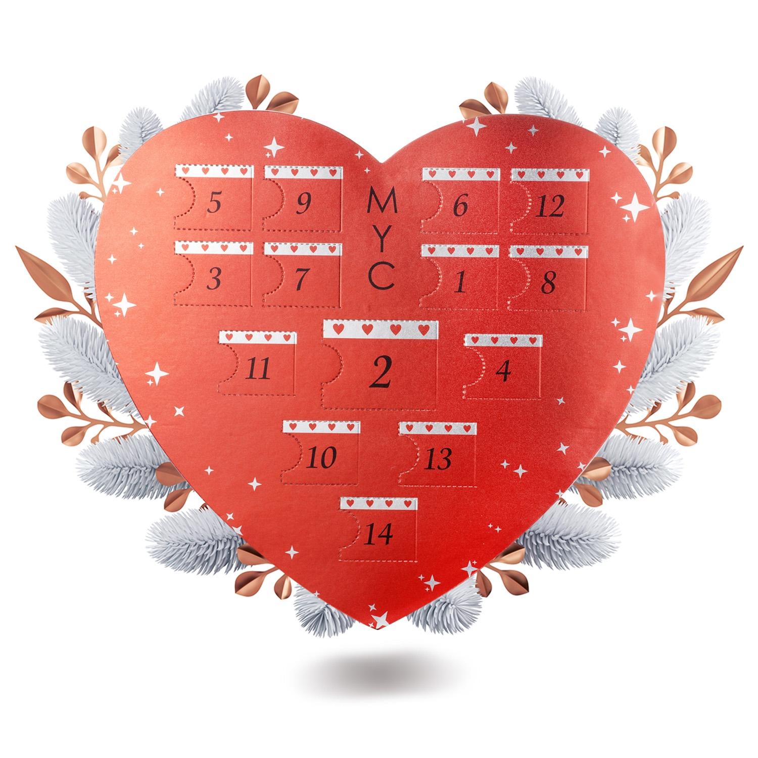 Surprise Heart Adventskalender - 14 juwelen - Roségoud en kristal