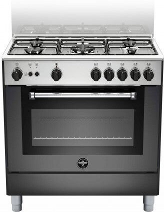 Bertazzoni La Germania Ⓜ️🔵🔵🔵 LA GERMANIA AMN855GNEV/24 - Cucina, Piano di Lavoro in Acciaio Inox, 5 Fuochi Gas