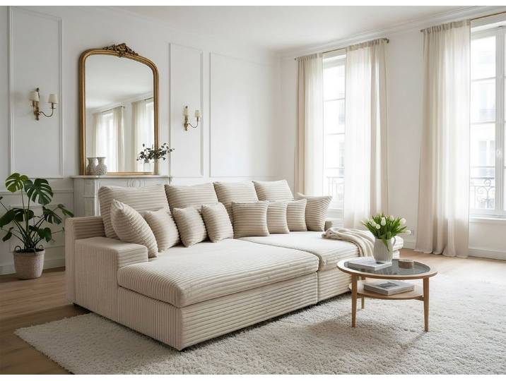 yourhouse24 Big-Sofa XXL Big Sofa LAZY Couch, Cord, mit Bettfunktion, Seite universal