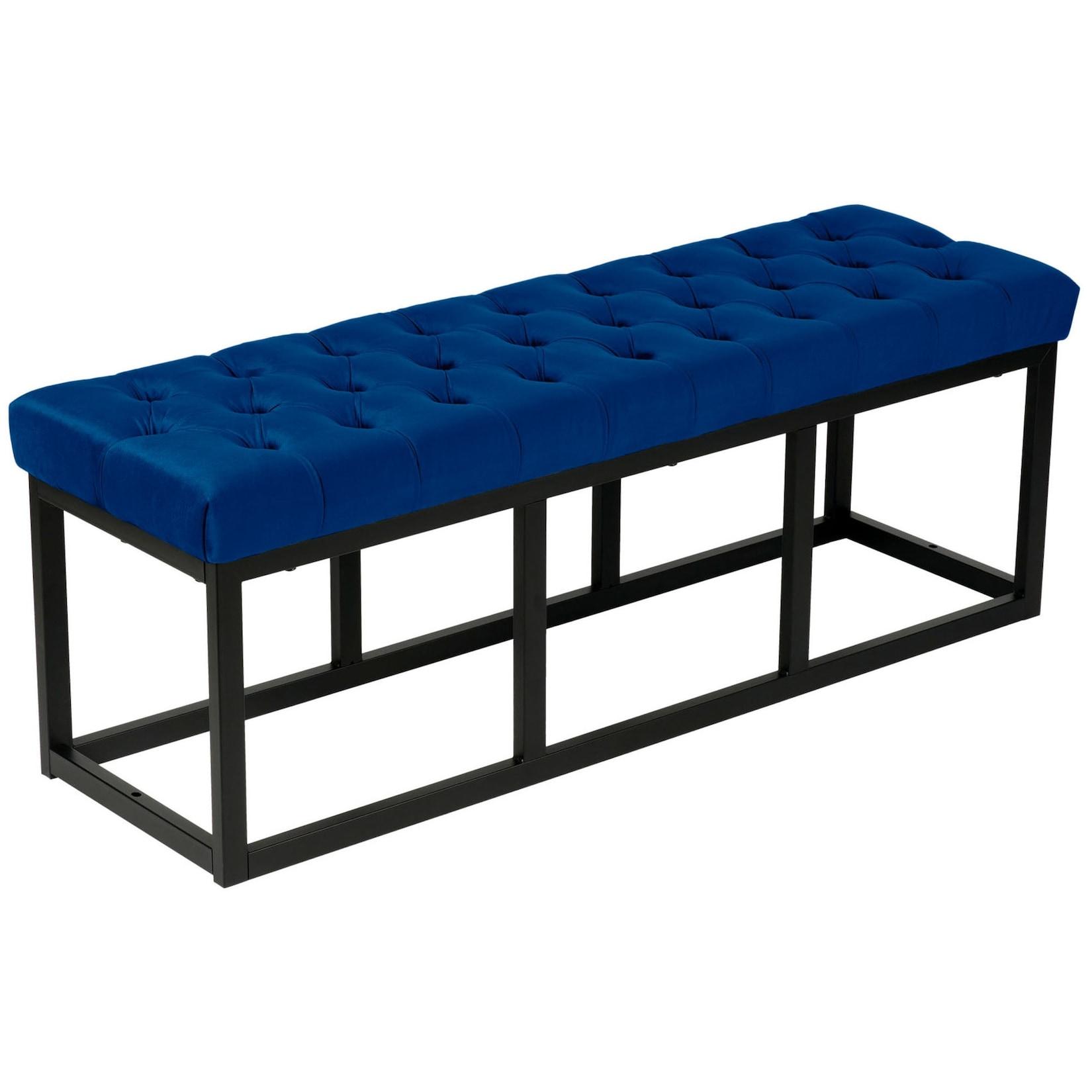 CLP Sitzbank Polson Samt Schwarz 120 cm Farbe: blau, Größe: 120 cm