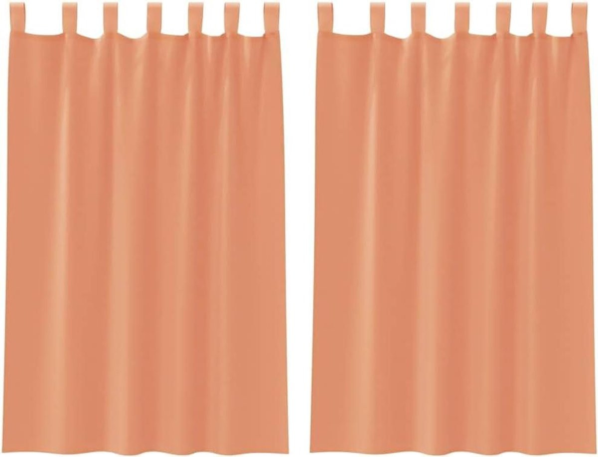 Terracotta Inbetween Gordijnen met Lussen - Semi-transparant Voile Gordijn - 140 x 175 cm