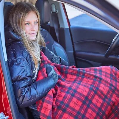 Multisell Products Hub Heated Fleece Travel Throw, Premium Cozy Car Heating Blanket, Constant Temperature Heating Blanket, Safety Timer red