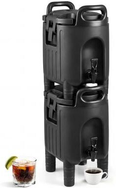 Costway Insulated Beverage Dispensers Set of 2 Hot and Cold Drink Server Carriers with Ergonomic Handles-Black