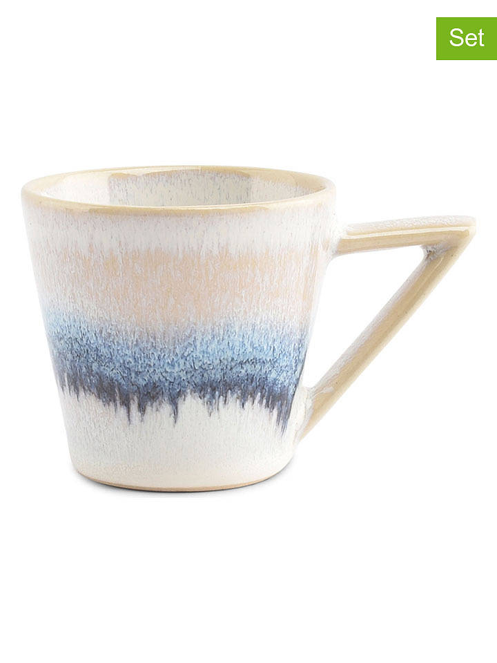 Salt and Pepper 4er-Set: Mokkatassen "Stripes" in Weiß/ Blau - 100 ml - onesize