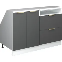 Vicco, Kommode + Sideboard, Dachschrägenschrank-Set Rion, Anthrazit-Gold/Weiss, 120 cm 2er Set Schrankkorpuss 60 cm Tiefe (120 x 60 x 83.80 cm)