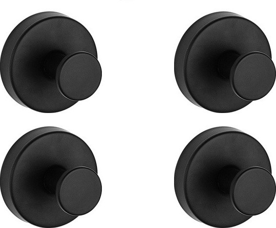 INF Wandhaken met zuignap, 4-pack, zwart