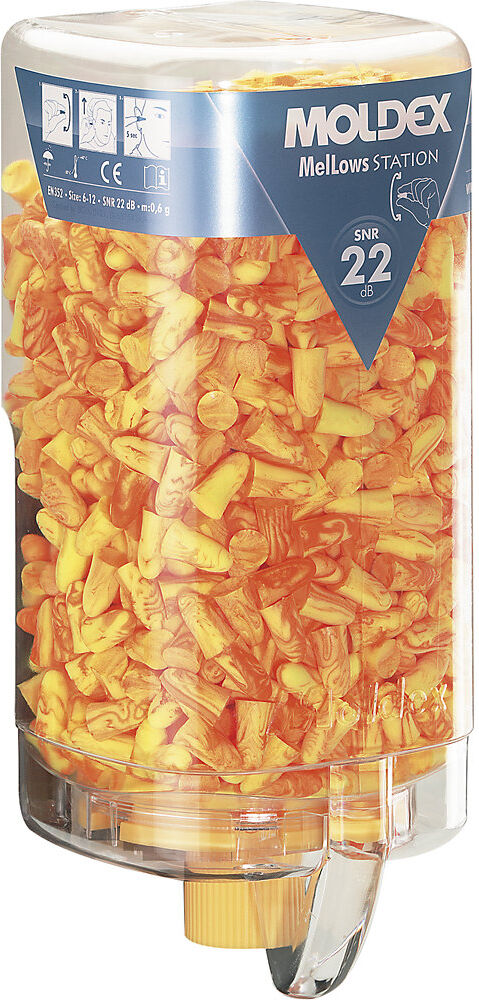 Gehörschutzstation inklusive Stöpsel, MelLows® gelb, SNR 22 dB, inklusive 500 Paar MelLows® MOLDEX