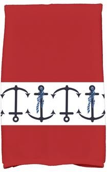 E by Design 18 x 30-inch Anchor Stripe Stripe Print Hand Towel