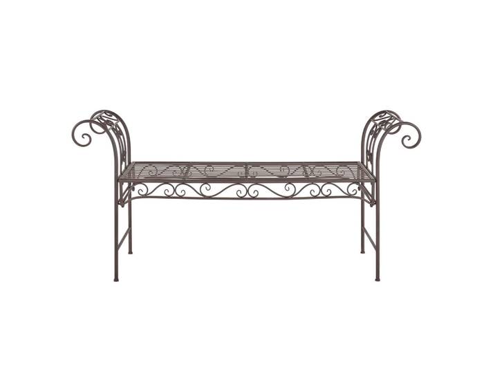 [en.casa] Gartenbank Cossila, Braun, Metall, 147x70x46 cm, Gartenmöbel, Gartenbänke