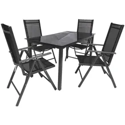 VCM 5-tlg. Garten-Sitzgruppe 140 cm Tisch grau