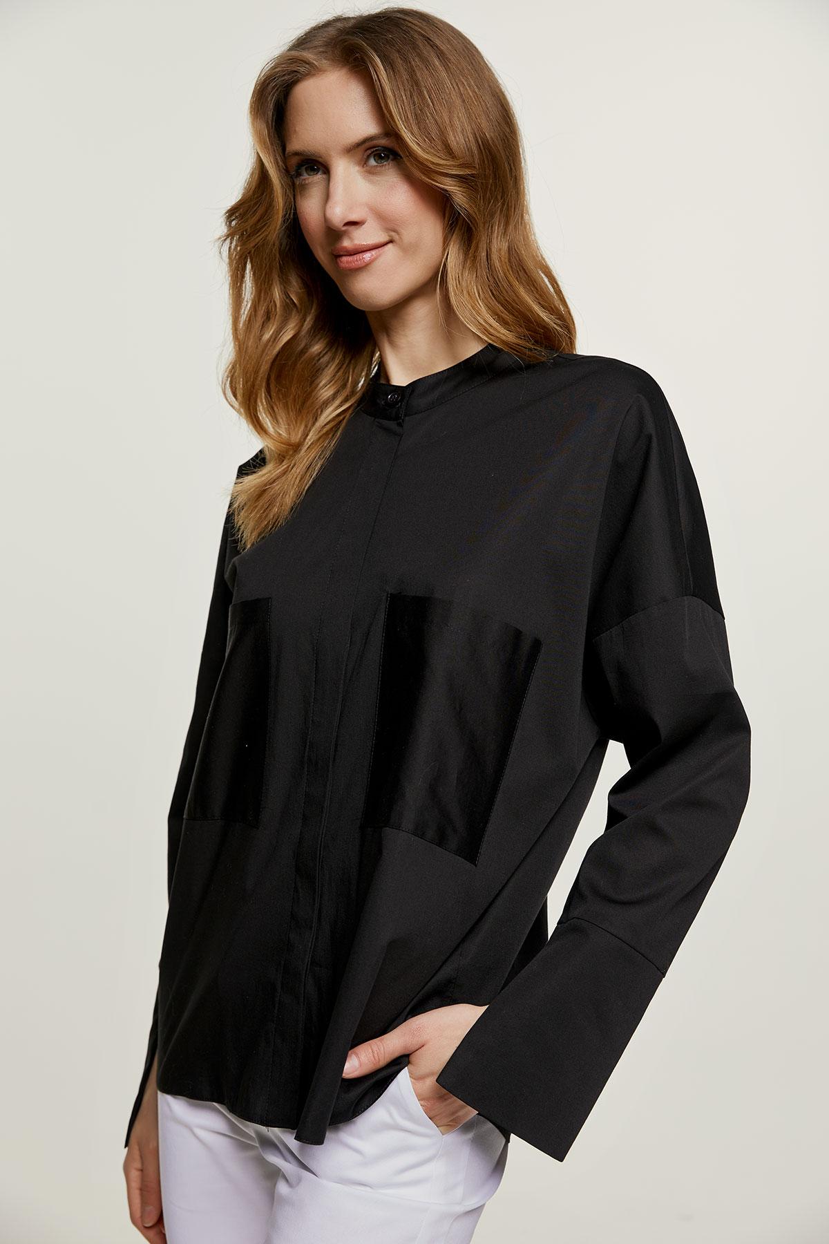 Schwarzes Hemd mit Taschendetail