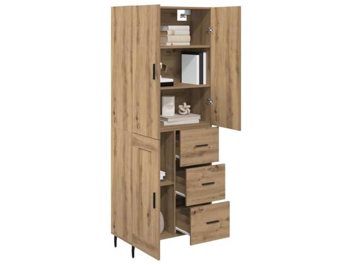 KTHLBRH Sideboard 2 Stück Eiche Handwerk 69,5 x 34 x 180 cm Mehrschichtholz, 3 Schubladen, 3 Einlegeböden, 3 Türen, Eisengriffe, viel Stauraum