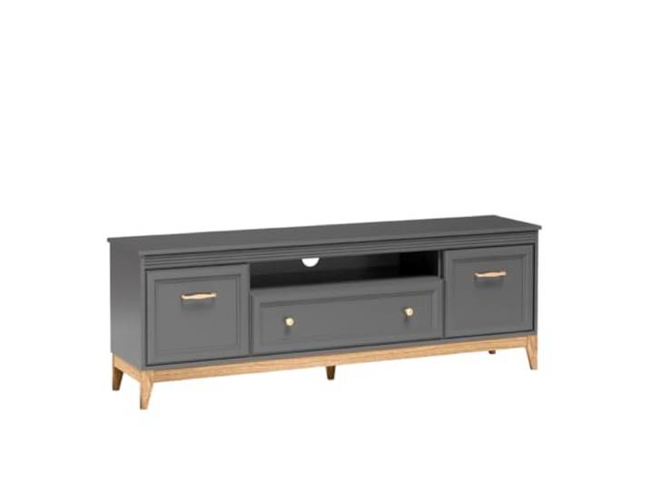 Komodee TV-Schrank FARSUND - Grau - Holzbeine - Schublade - Beleuchtung der Tischplatte - 179 x 62 x 41 cm