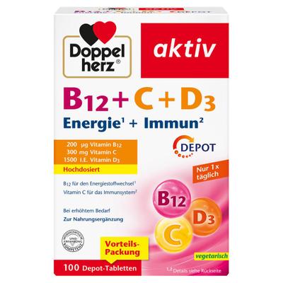 Doppelherz B12+C+D3 Depot aktiv Tabletten 100 St