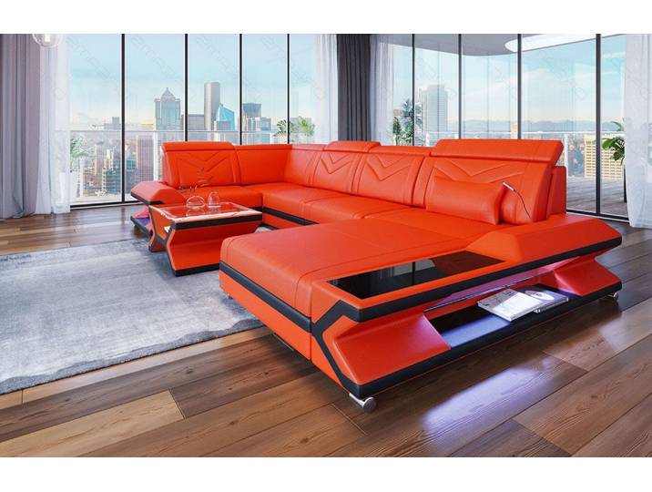 Designsofa Napoli Eleganz Pur U-Form aus Leder