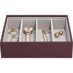 Classic Stackers Schmuck- und Brillenbox, 4 Fächer, bordeaux