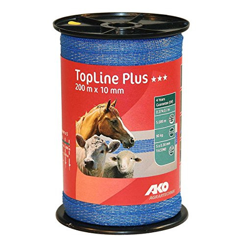 AKO Weidehek band TopLine Plus TriCOND blauw, Lengte: 200 m, Breedte: 10 mm