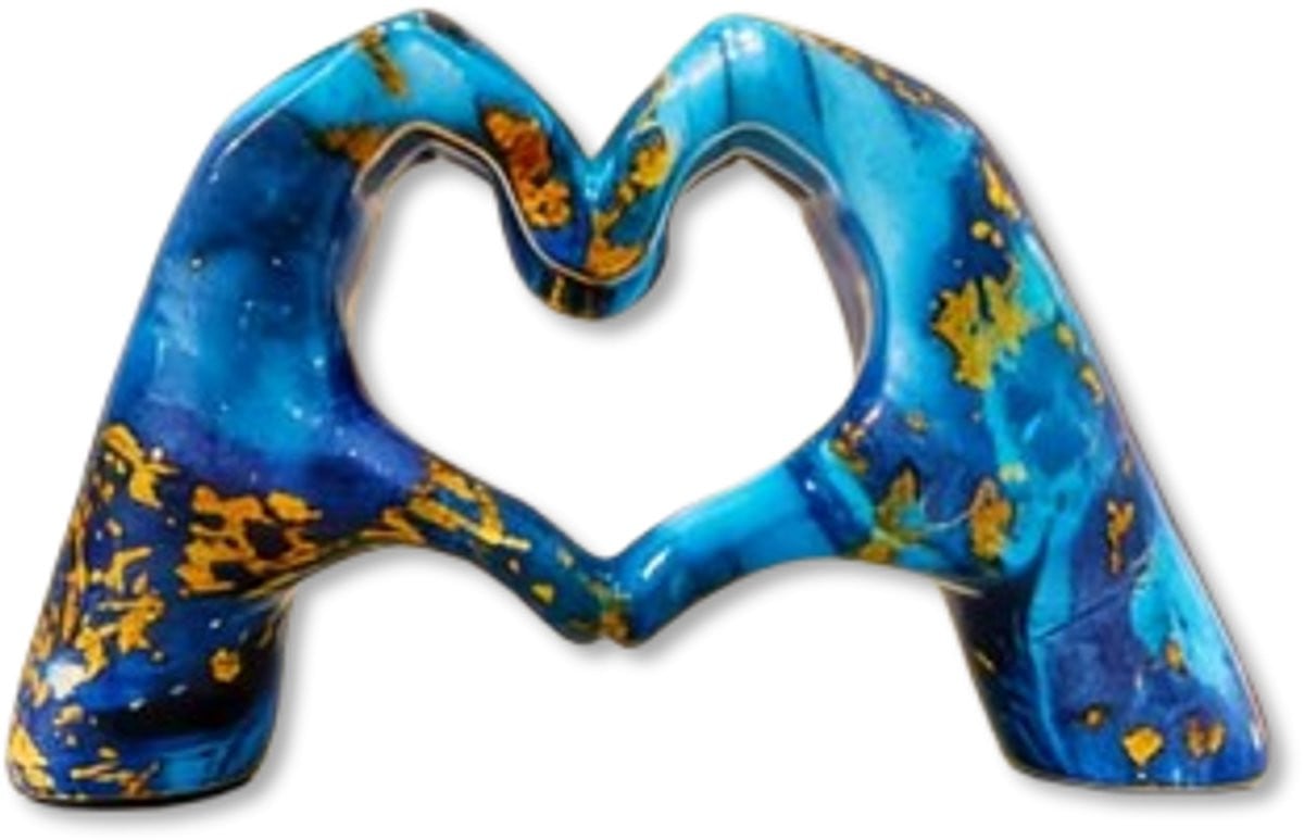 Mauropet Handbeeld met Hart Love Sign Decoratie - Blauw/Goud